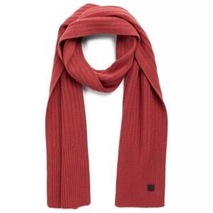 All Saints Wool Blend Scarf Ribbed Knit Sienna Red New